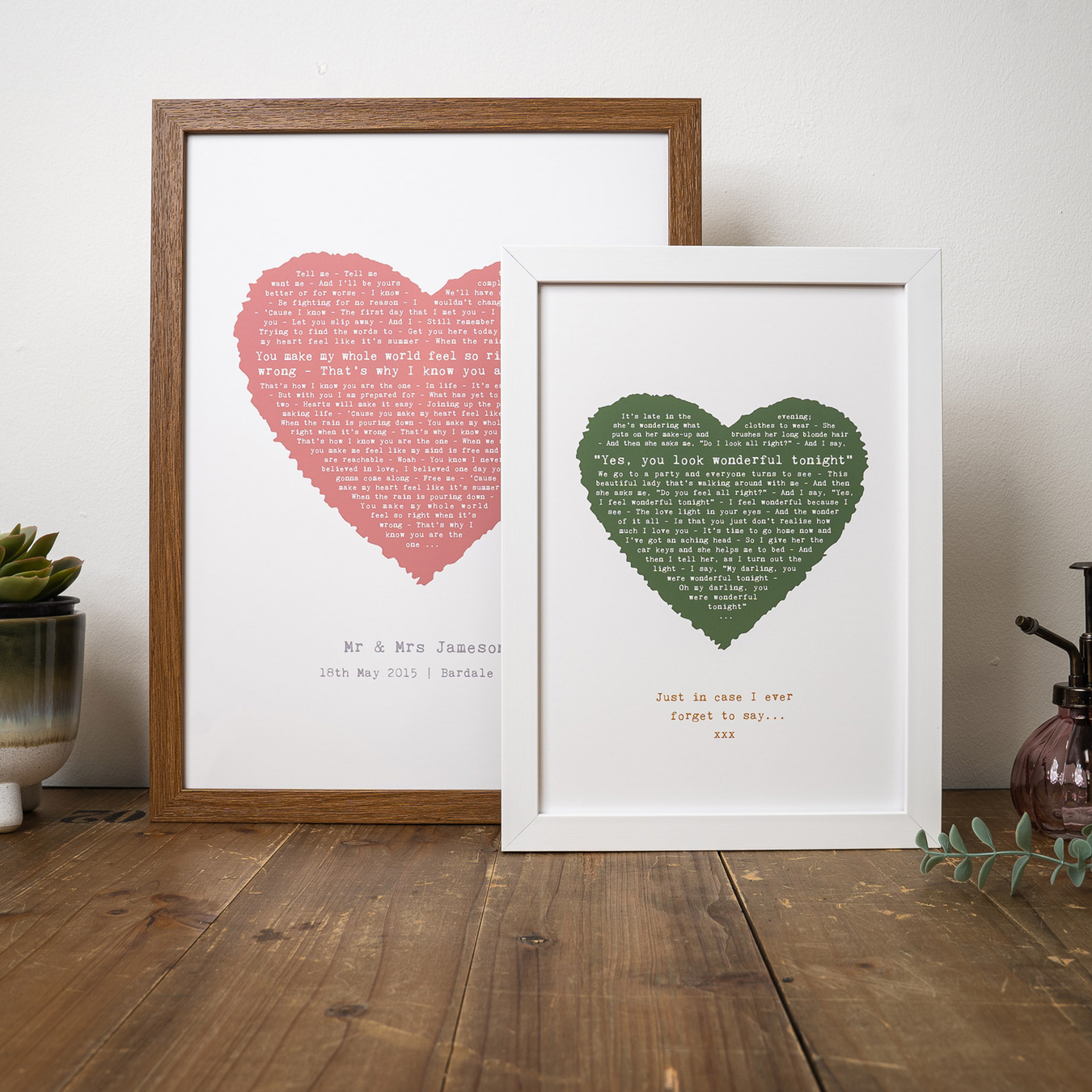 "All of me - John Legend" song lyrics heart print representing our gifts for her collection