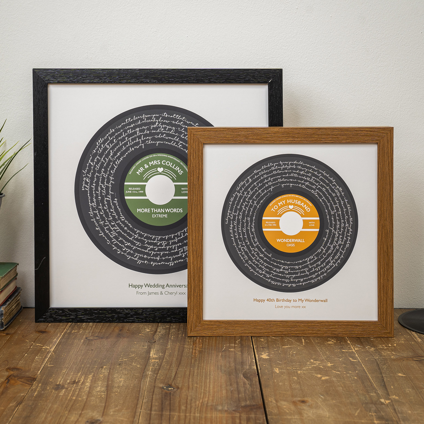 song lyrics vinyl print representing our gifts for him collection