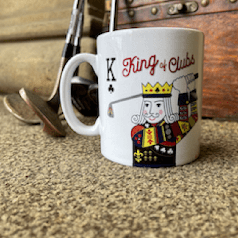 King of clubs mug representing our golf collection