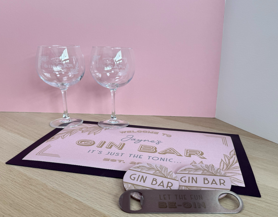 Engraved Gin Glasses Personalised using of Gin Bar Design