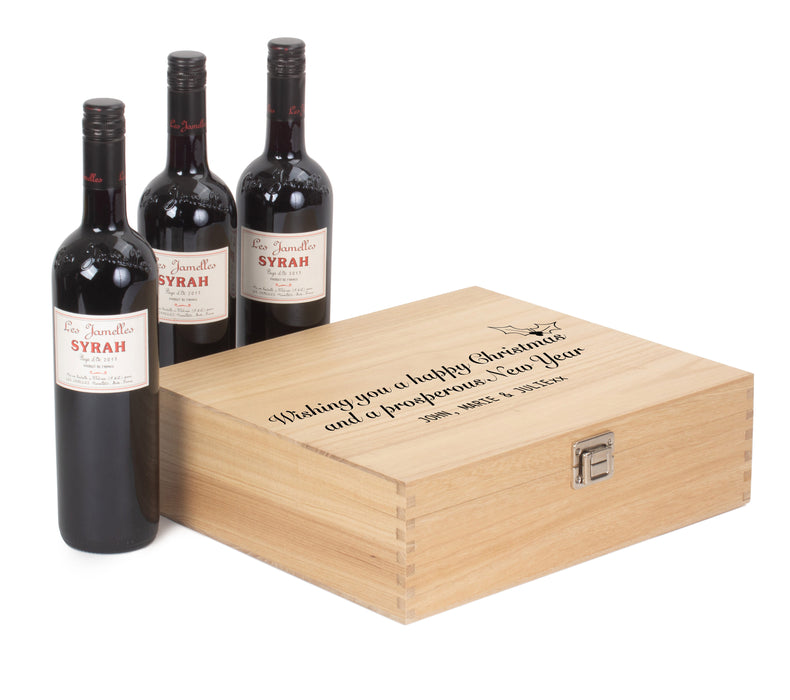 Custom Wooden Wine Box for 3 Bottles