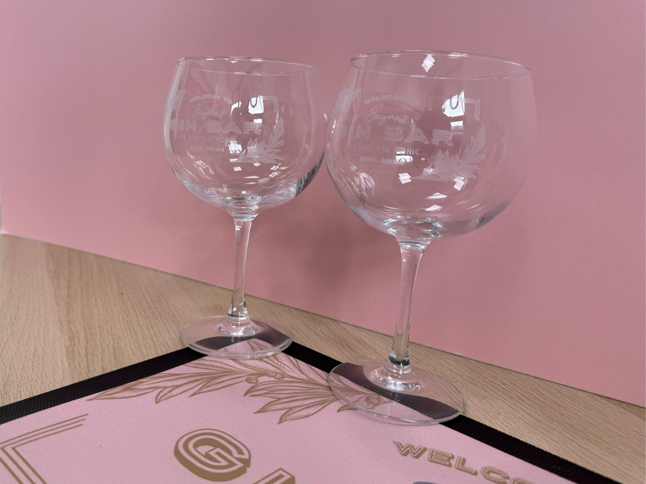 Engraved Gin Glasses Personalised using of Gin Bar Design