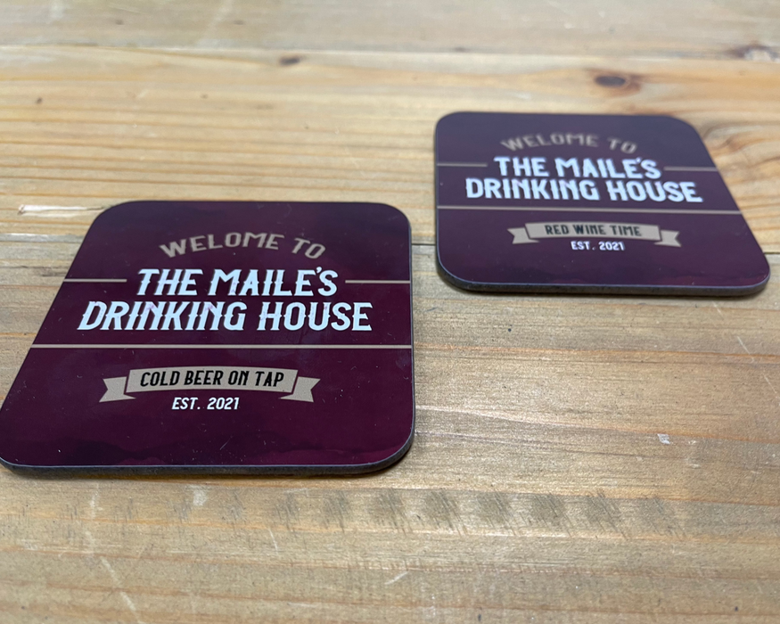 Mini Pub in a Box - Home Bar Set - Coasters, Bottle Opener & Snacks