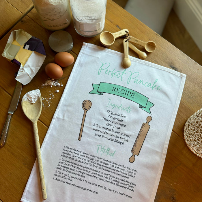 Perfect Pancake Recipe Tea Towel Kitchen Essential