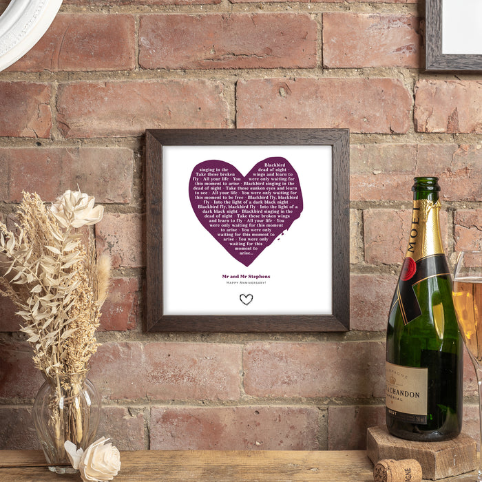 Personalised Favourite Song Lyrics Heart Print Abstract Design