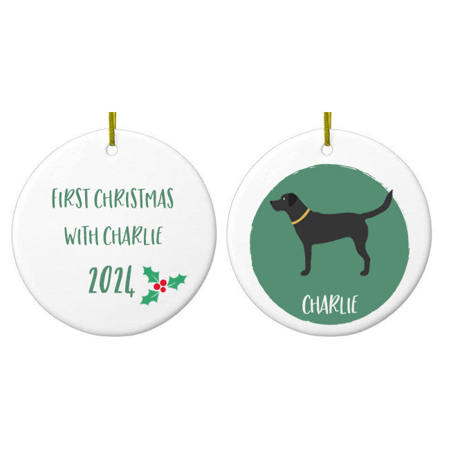 Personalised Black Labrador Christmas Bauble