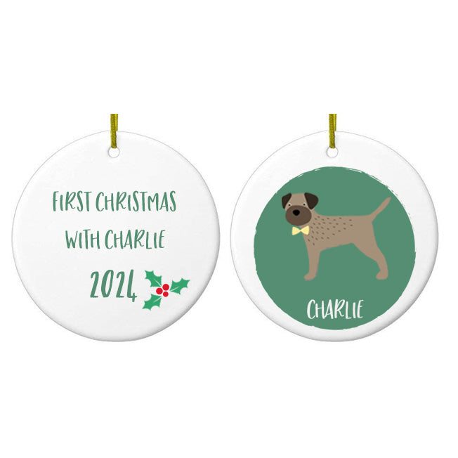 Personalised Border Terrier Christmas Bauble