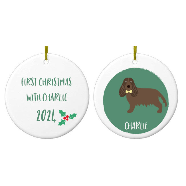 Personalised Brown Cocker Spaniel Christmas Bauble