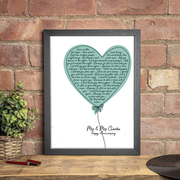 Favourite Song Lyrics Contemporary Heart Print