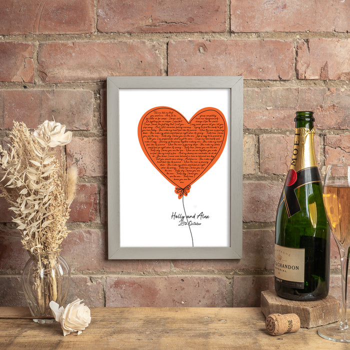 Favourite Song Lyrics Contemporary Heart Print