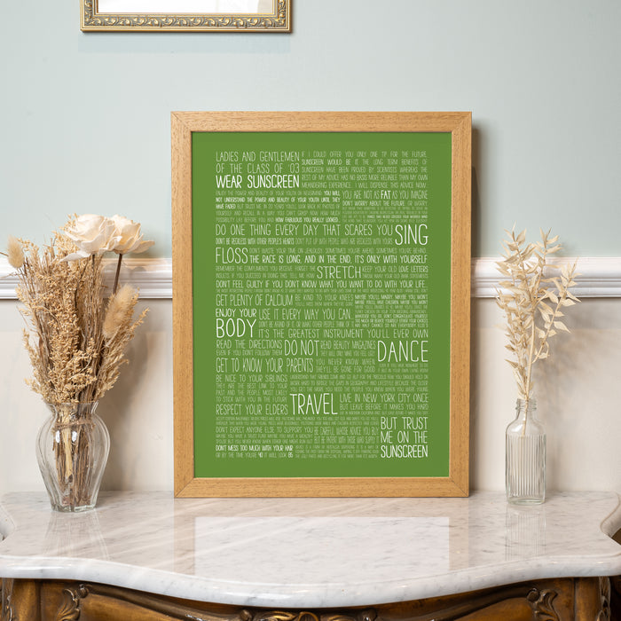 Graduation Gift - Baz Luhrmann Wear Sunscreen Class Of '99 Print - Leaving Or Good Luck Present