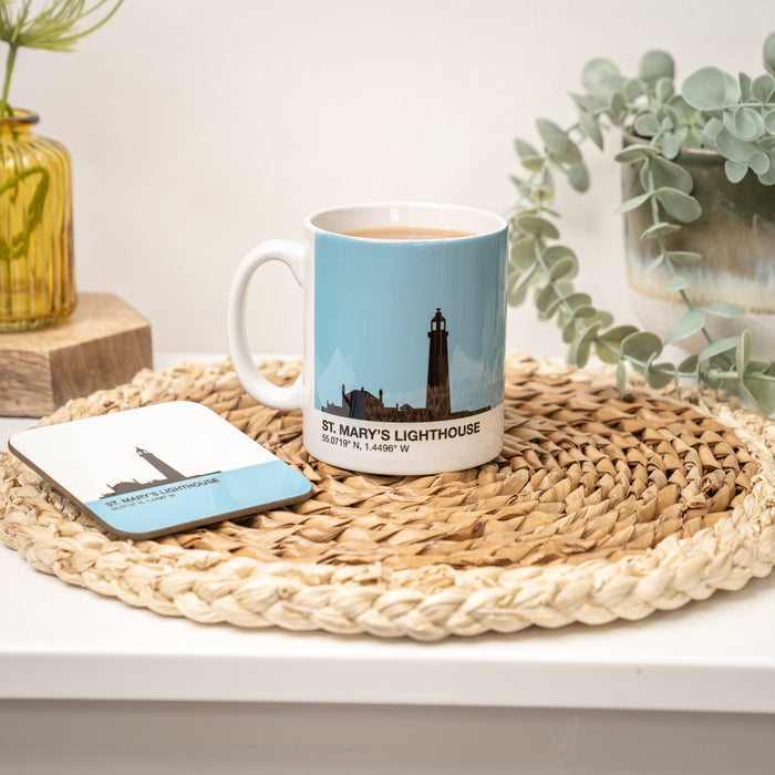 St Mary's Lighthouse Whitley Bay Mug & Coaster