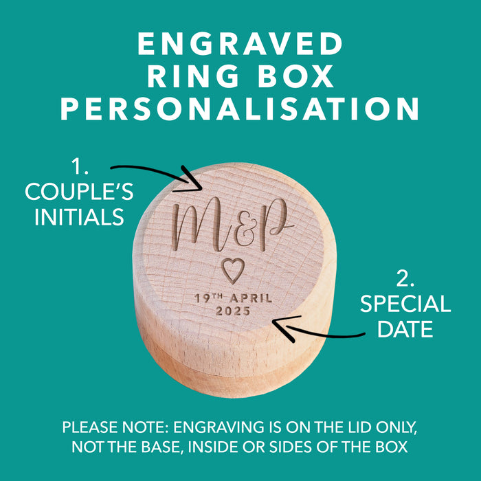 Personalised Engraved Wedding or Engagement Ring Box