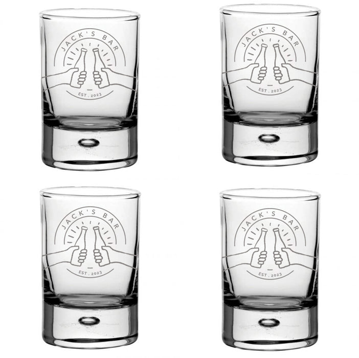 Engraved Shot Glasses - Set of 4, Gastro Pub Design