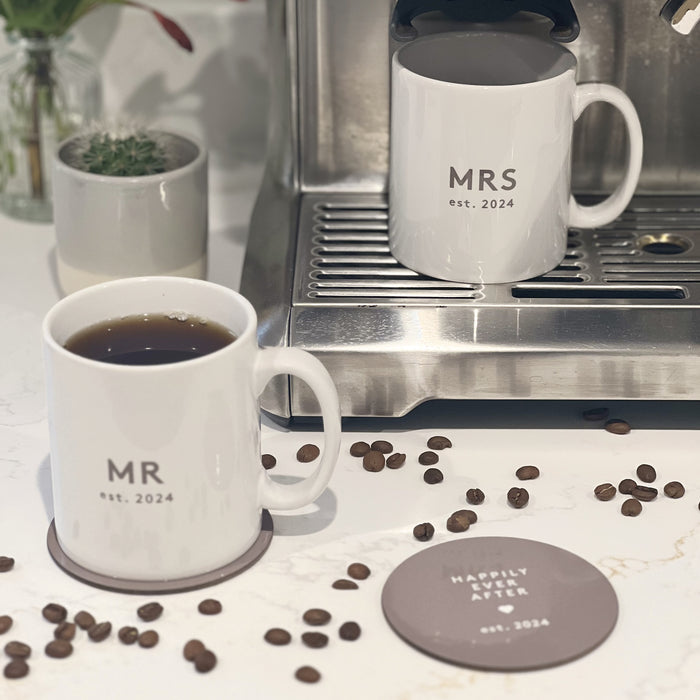 Personalised Mr & Mr Anniversary Mug and Coaster Gift for Couples