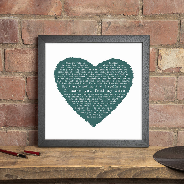 Song Lyrics Personalised Typography In Heart Design