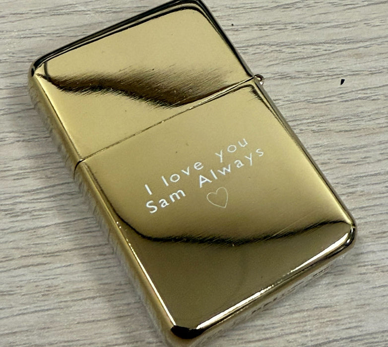 Personalised Laser Etched Gold Zippo-Style Lighter