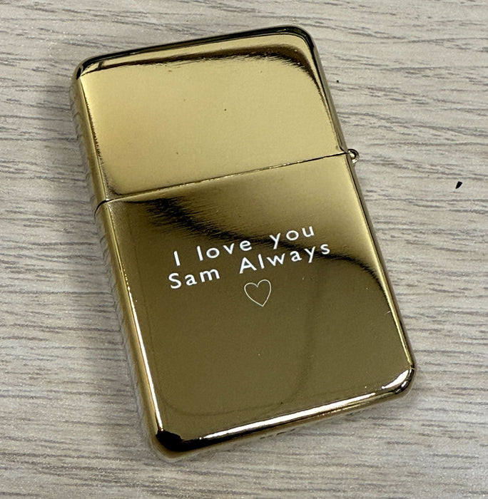 Personalised Laser Etched Gold Zippo-Style Lighter