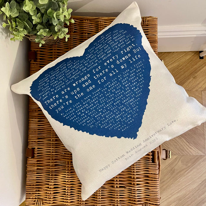 Personalised Heart Lyrics Cushion