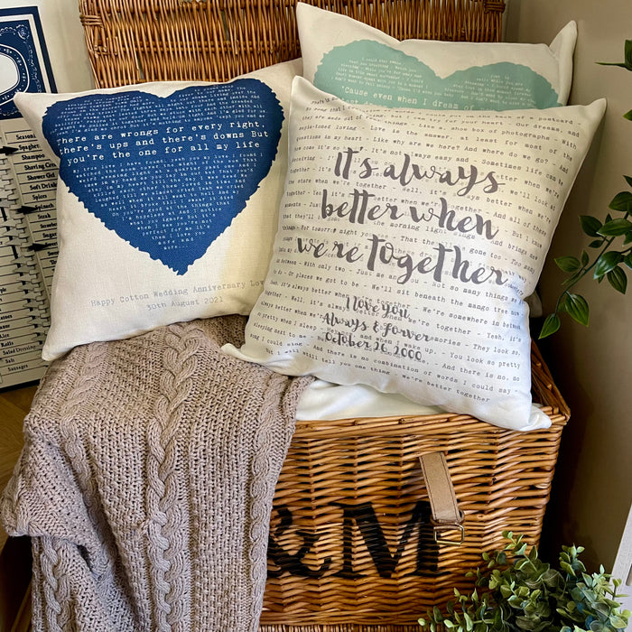 Personalised Heart Lyrics Cushion