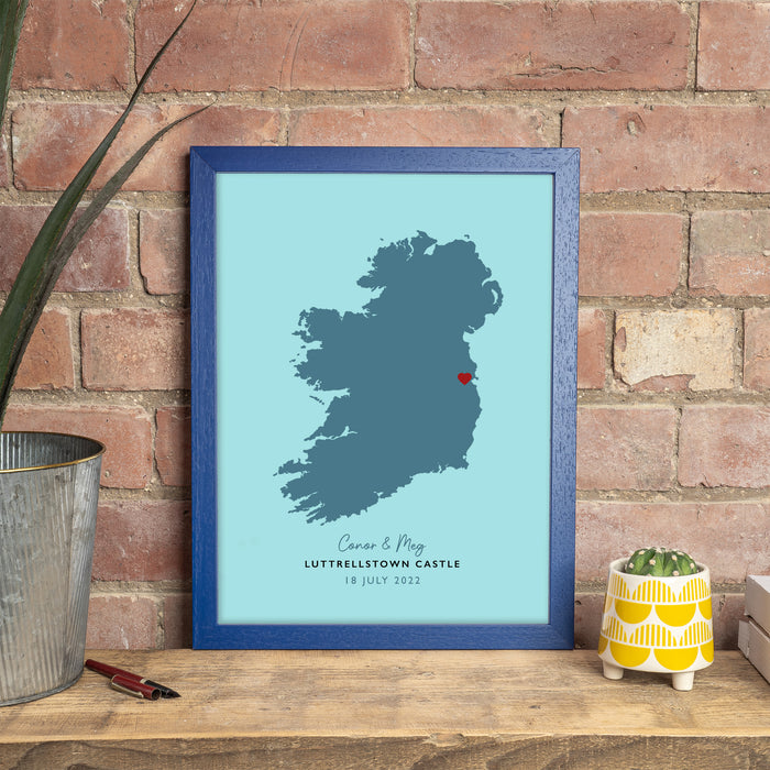 Ireland Map Print - Personalised Location Heart Print - Irish Wedding Gift - Anniversary Gift