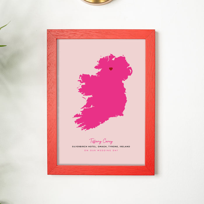 Ireland Map Print - Personalised Location Heart Print - Irish Wedding Gift - Anniversary Gift