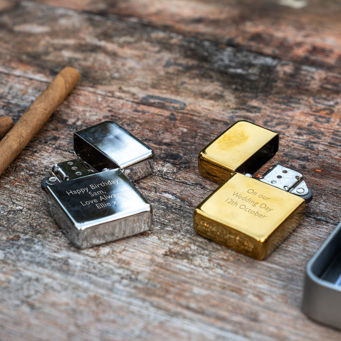 Personalised Laser Etched Gold Zippo-Style Lighter