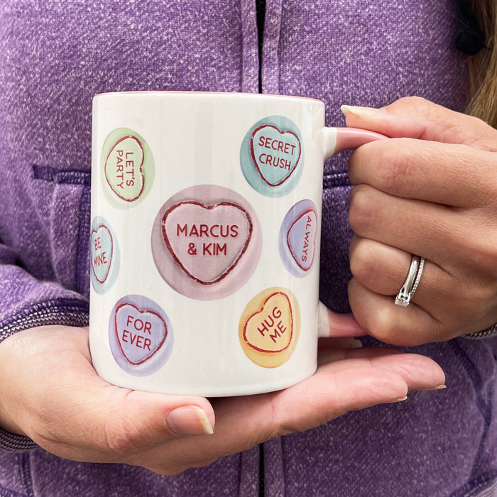 Personalised Love Hearts Mug and Coaster Set