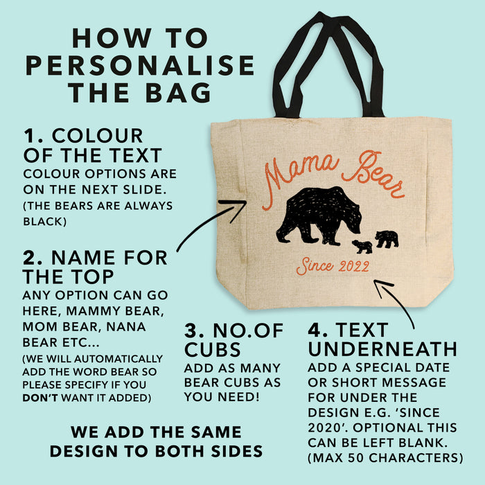 Personalised Mama Bear Large Tote Bag – Custom Gift for Mother's Day