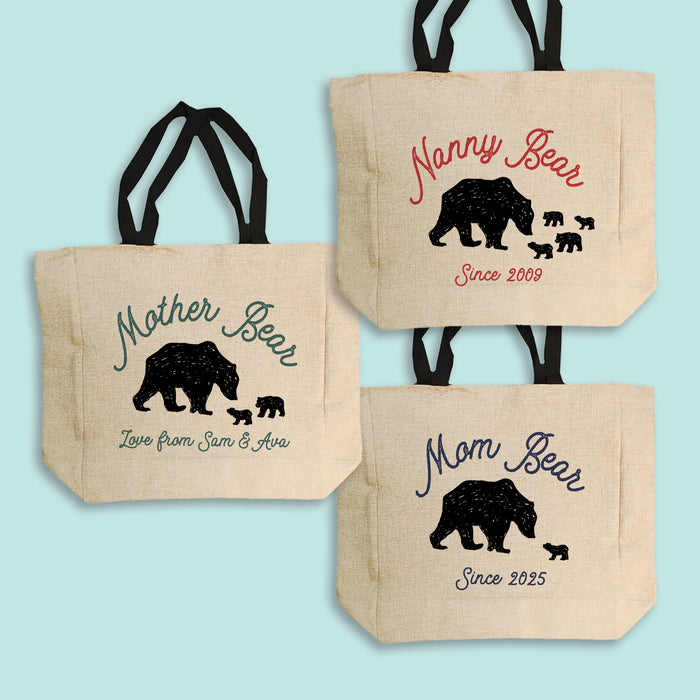 Personalised Mama Bear Large Tote Bag – Custom Gift for Mother's Day