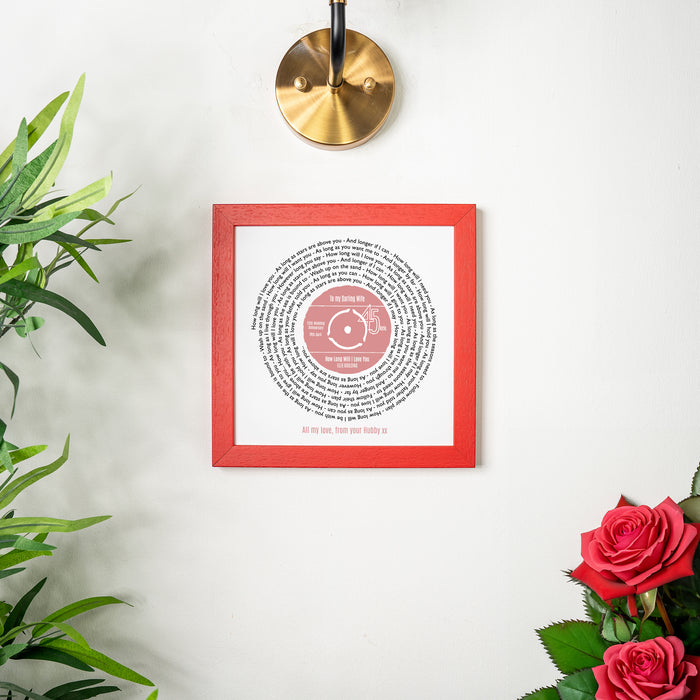 Personalised Original Style Record Song Lyrics Print