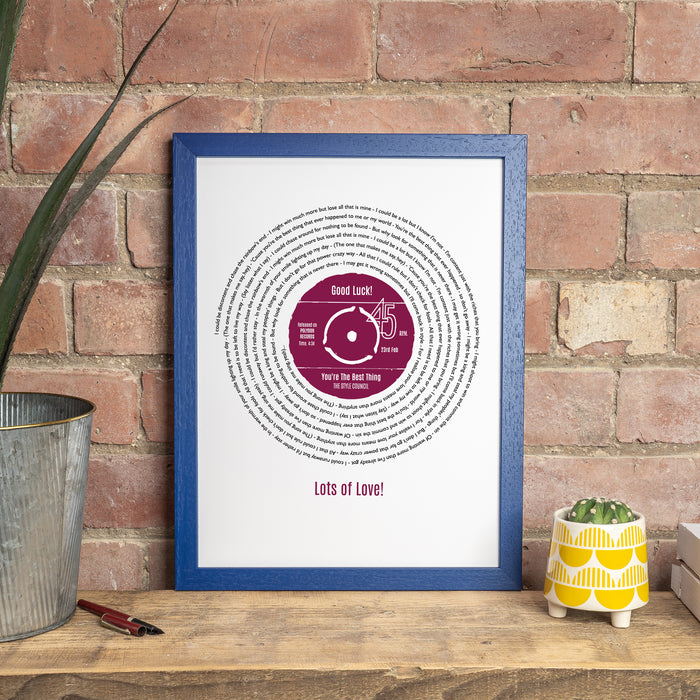 Personalised Original Style Record Song Lyrics Print