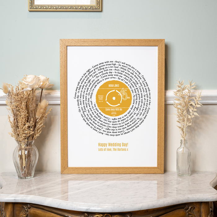 Personalised Original Style Record Song Lyrics Print