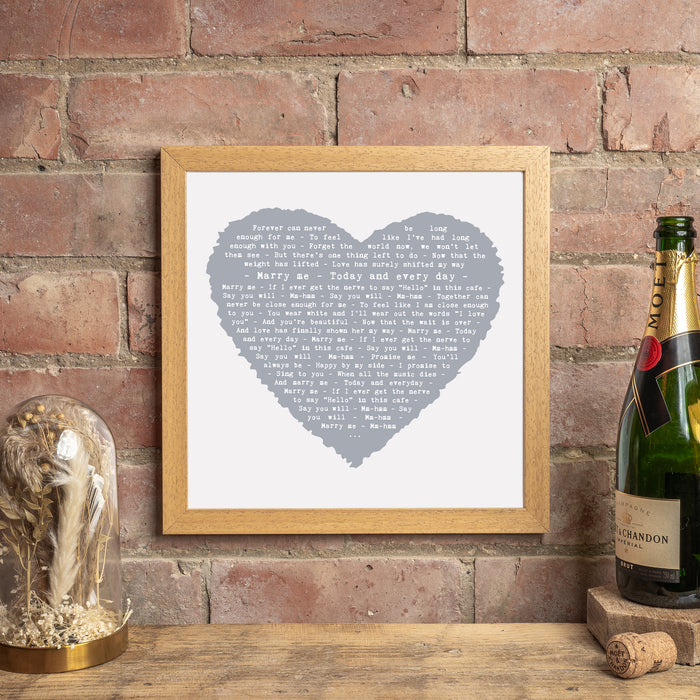 Song Lyrics Personalised Typography In Heart Design