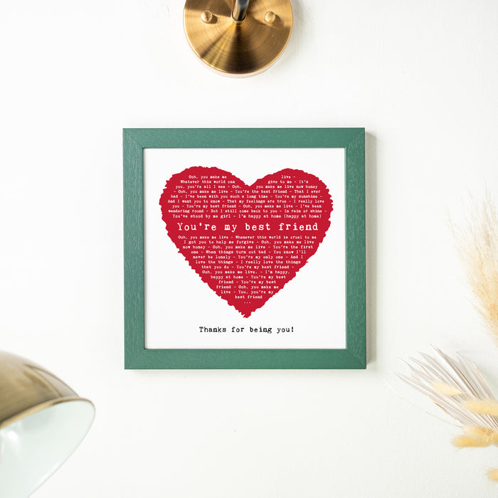 Song Lyrics Personalised Typography In Heart Design