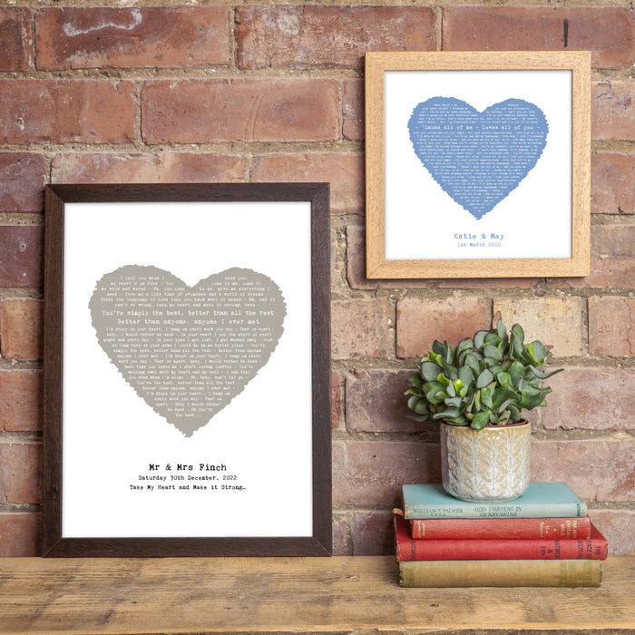 Song Lyrics Personalised Typography In Heart Design