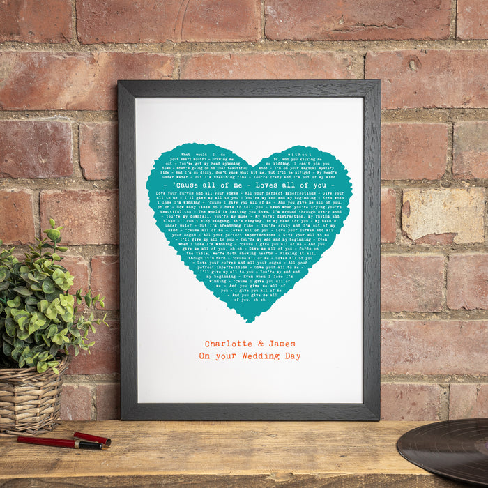 Song Lyrics Personalised Typography In Heart Design