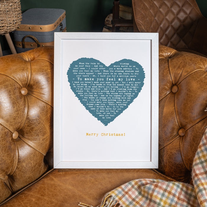 Song Lyrics Personalised Typography In Heart Design