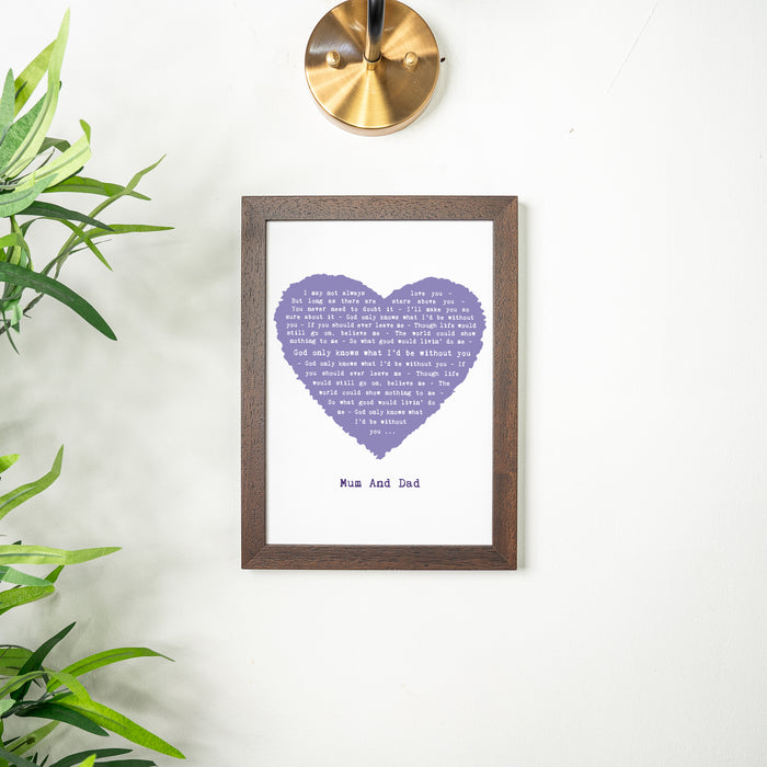 Song Lyrics Personalised Typography In Heart Design