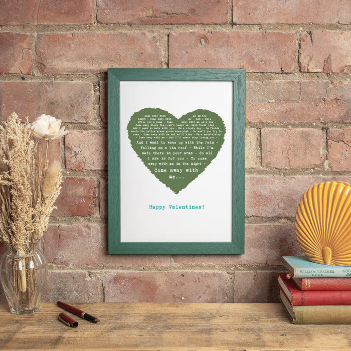 Song Lyrics Personalised Typography In Heart Design