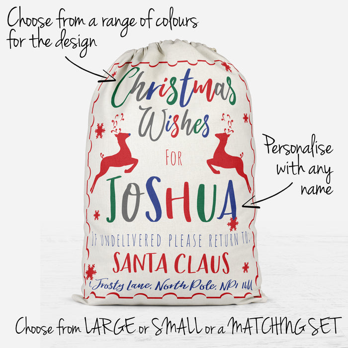 Personalised Christmas Sack - Reindeer Themed With Mexicana Twist