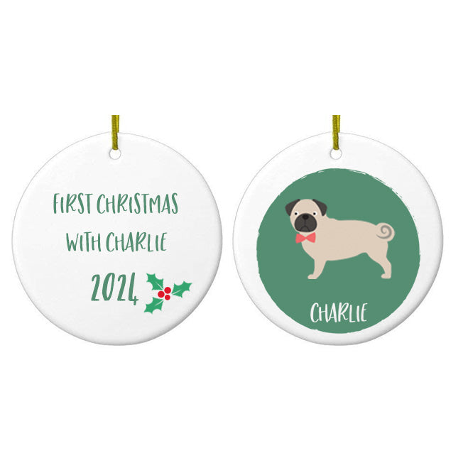 Personalised Pug Christmas Bauble