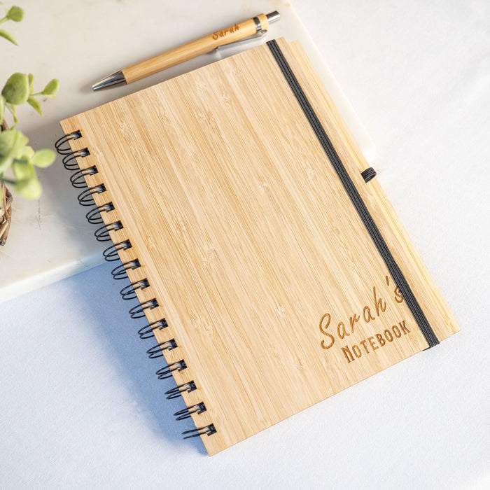 Personalised Bamboo Journal & Pen Set