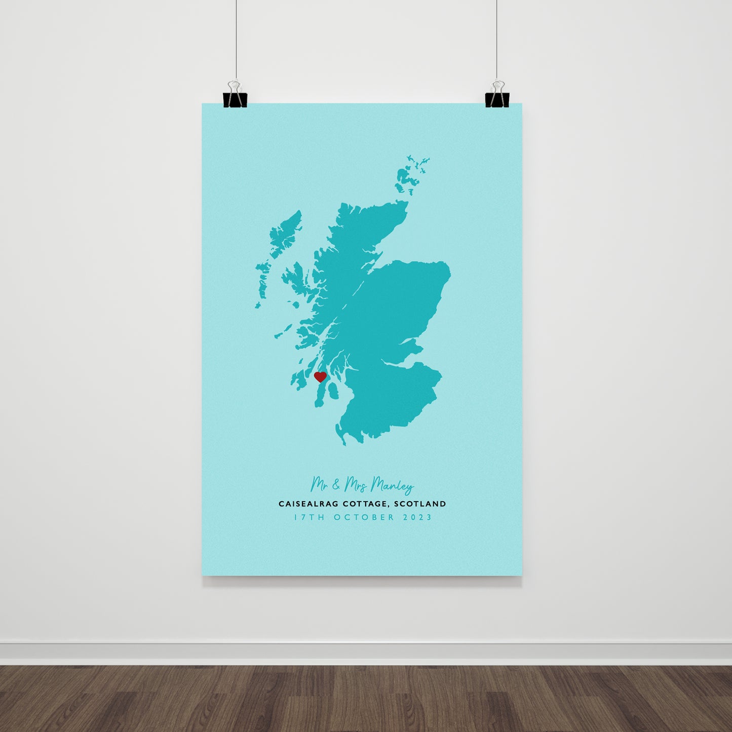 Scotland Map Print - Personalised Location Heart Print - Scottish Wedding Gift - Anniversary Gift