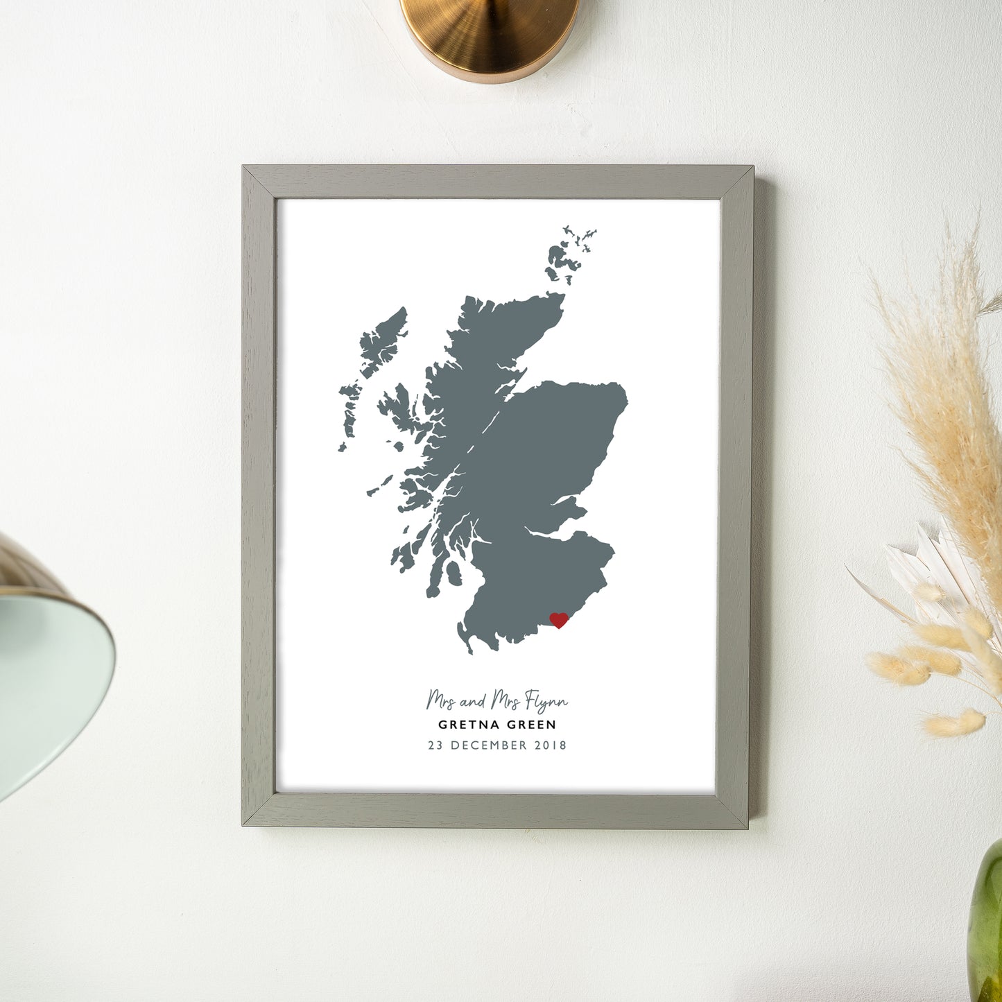 Scotland Map Print - Personalised Location Heart Print - Scottish Wedding Gift - Anniversary Gift