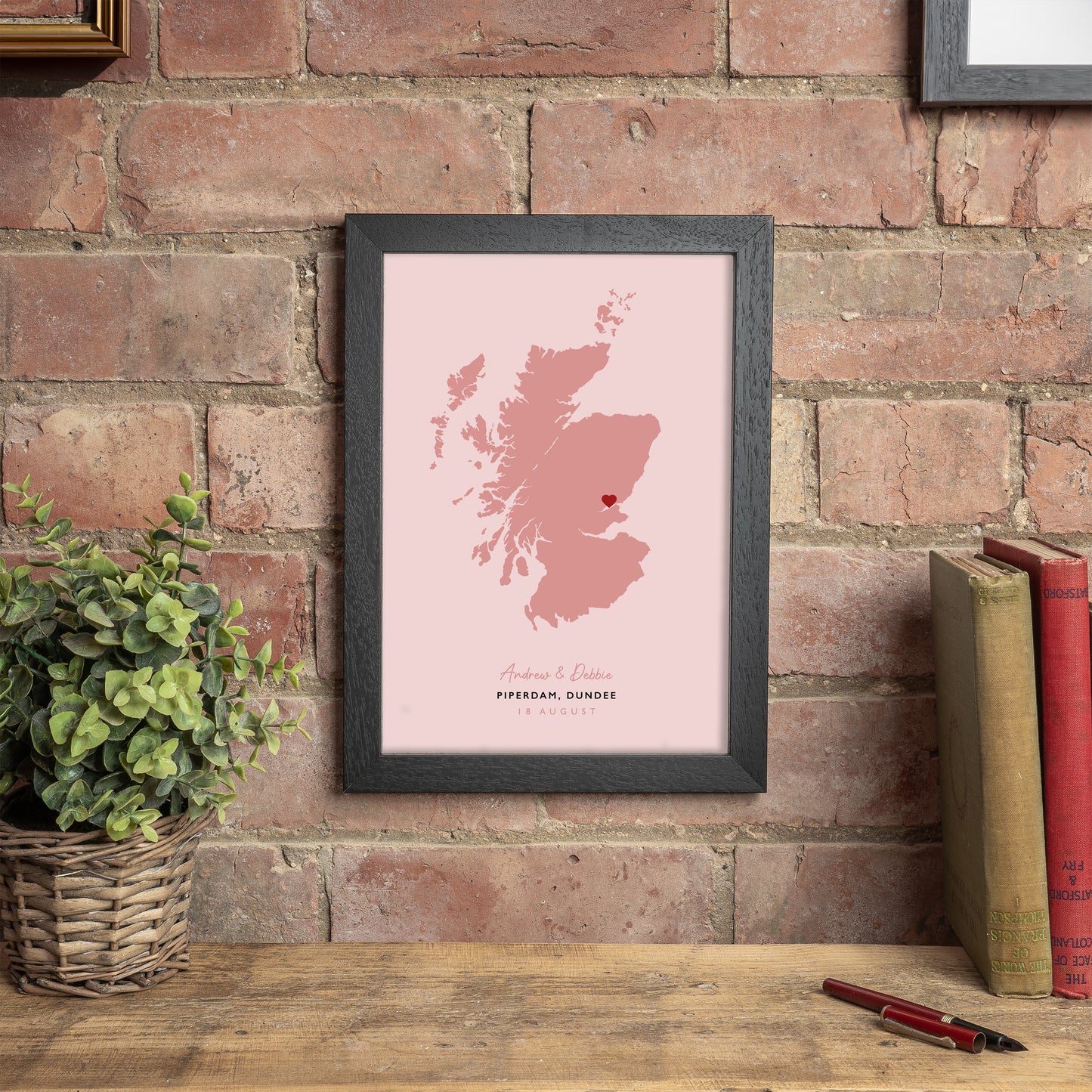 Scotland Map Print - Personalised Location Heart Print - Scottish Wedding Gift - Anniversary Gift