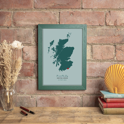 Scotland Map Print - Personalised Location Heart Print - Scottish Wedding Gift - Anniversary Gift