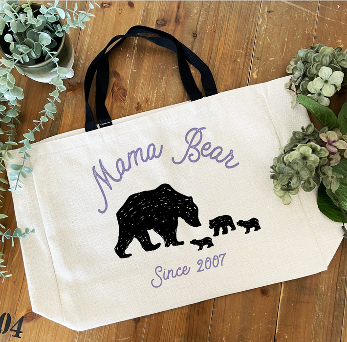 Personalised Mama Bear Large Tote Bag – Custom Gift for Mother's Day