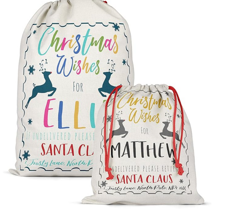 Personalised Christmas Sack - Reindeer Themed With Mexicana Twist