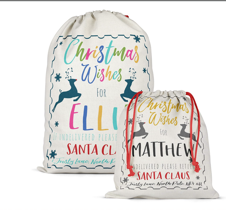 Personalised Christmas Sack - Reindeer Themed With Mexicana Twist